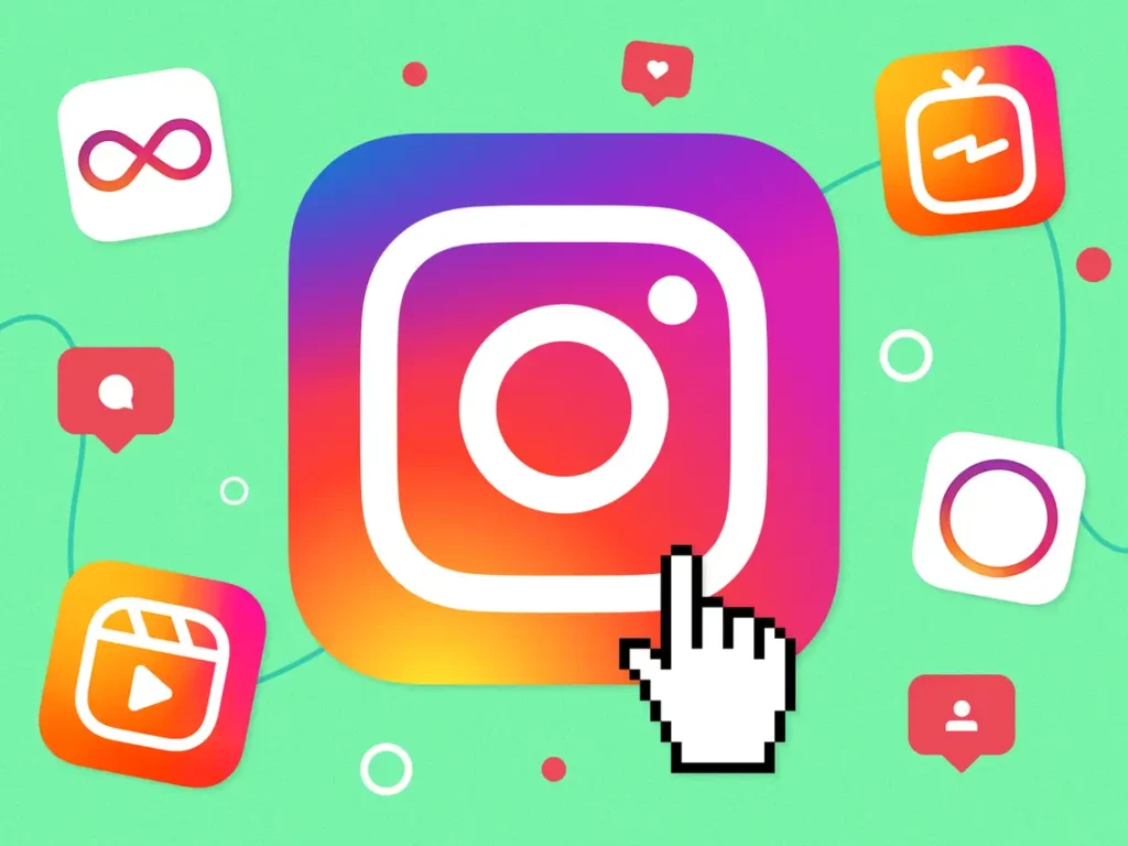Instagram logos with computer cursor 