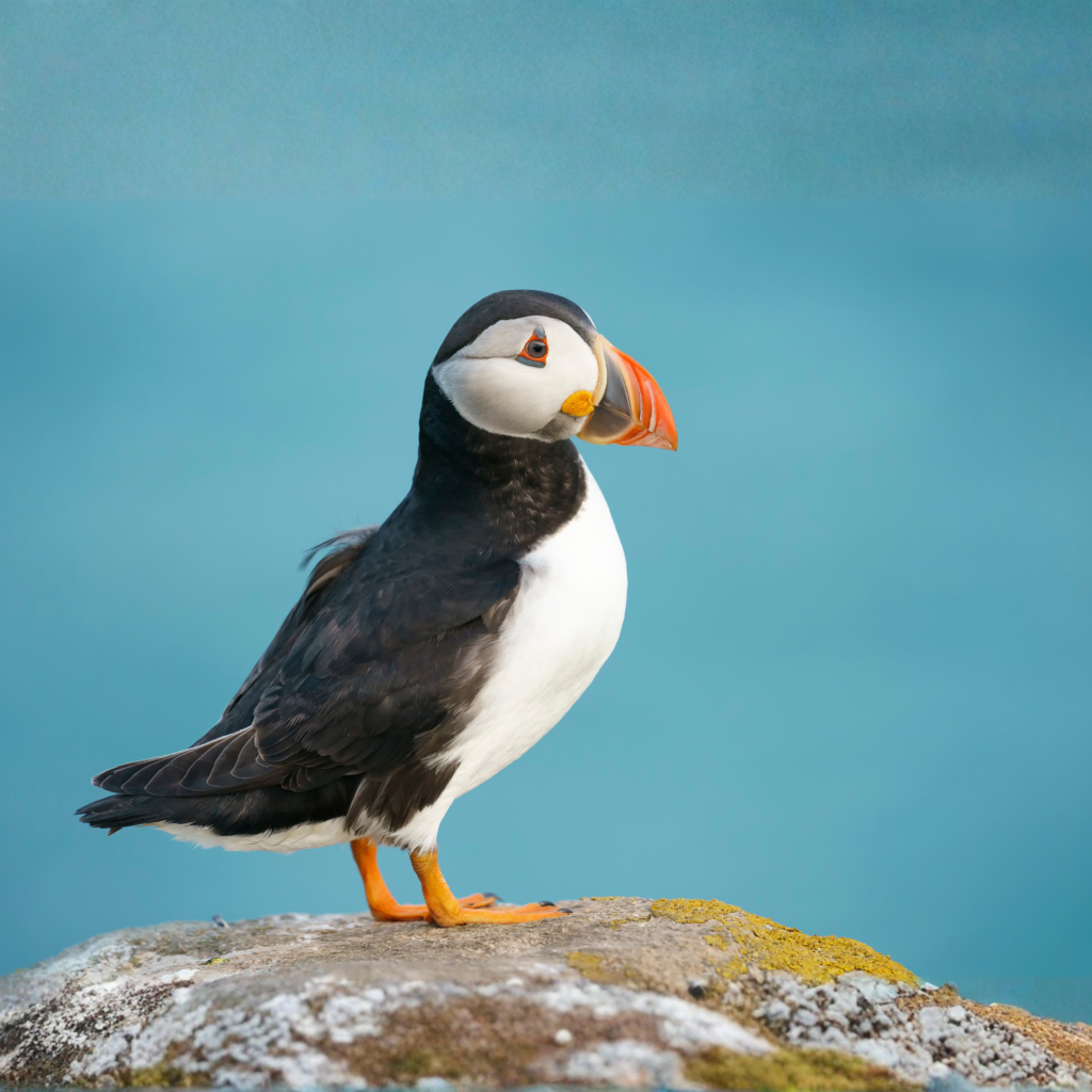 Puffin standing on a rock